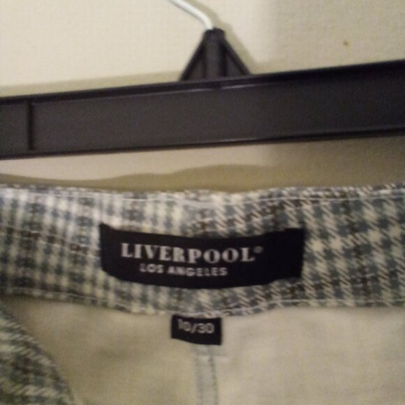 Liverpool Pants Women 10 Stretch Straight Plaid Blue Brown - Picture 12 of 16